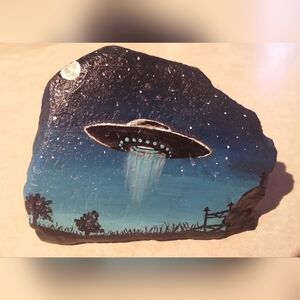U.F.O Handpainted On A Rock